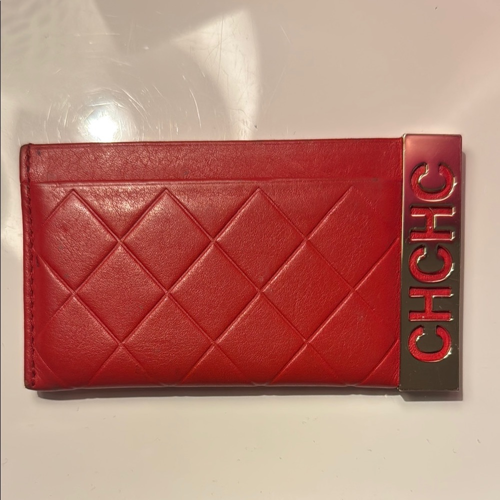 CH Carolina Herrera Red Quilted Card Holder
